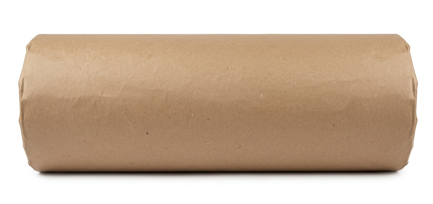 Papel kraft 90gr/m² x 61cm de ancho color marrón Rollo de 17kg, Sello de garantía de fábrica